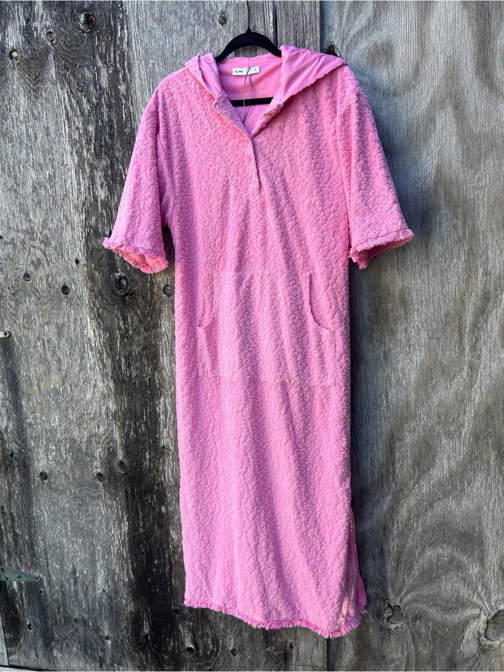 BLANK Cover Up Women XS Pink Textured Hooded Terrycloth Midi Y2K Barbiecore